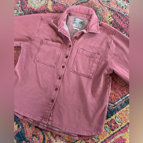 C&C California | Women’s Mauve Sunwashed Double Pocket Button-Up Shirt Size M - Picture 8 of 16